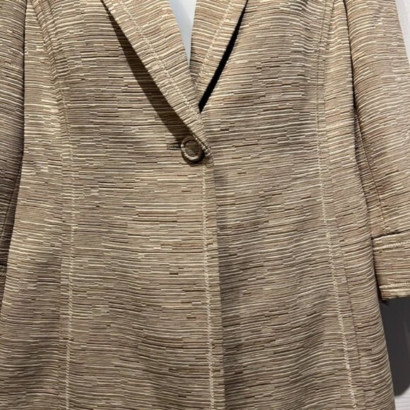 Nine West Textured Gold Cream Lined Long Blazer Size XS - Picture 3 of 14